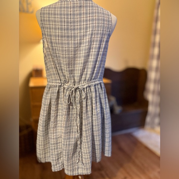 Hem & Thread Checkered Blue and White Mini Dress 💯 Cotton - Picture 6 of 11